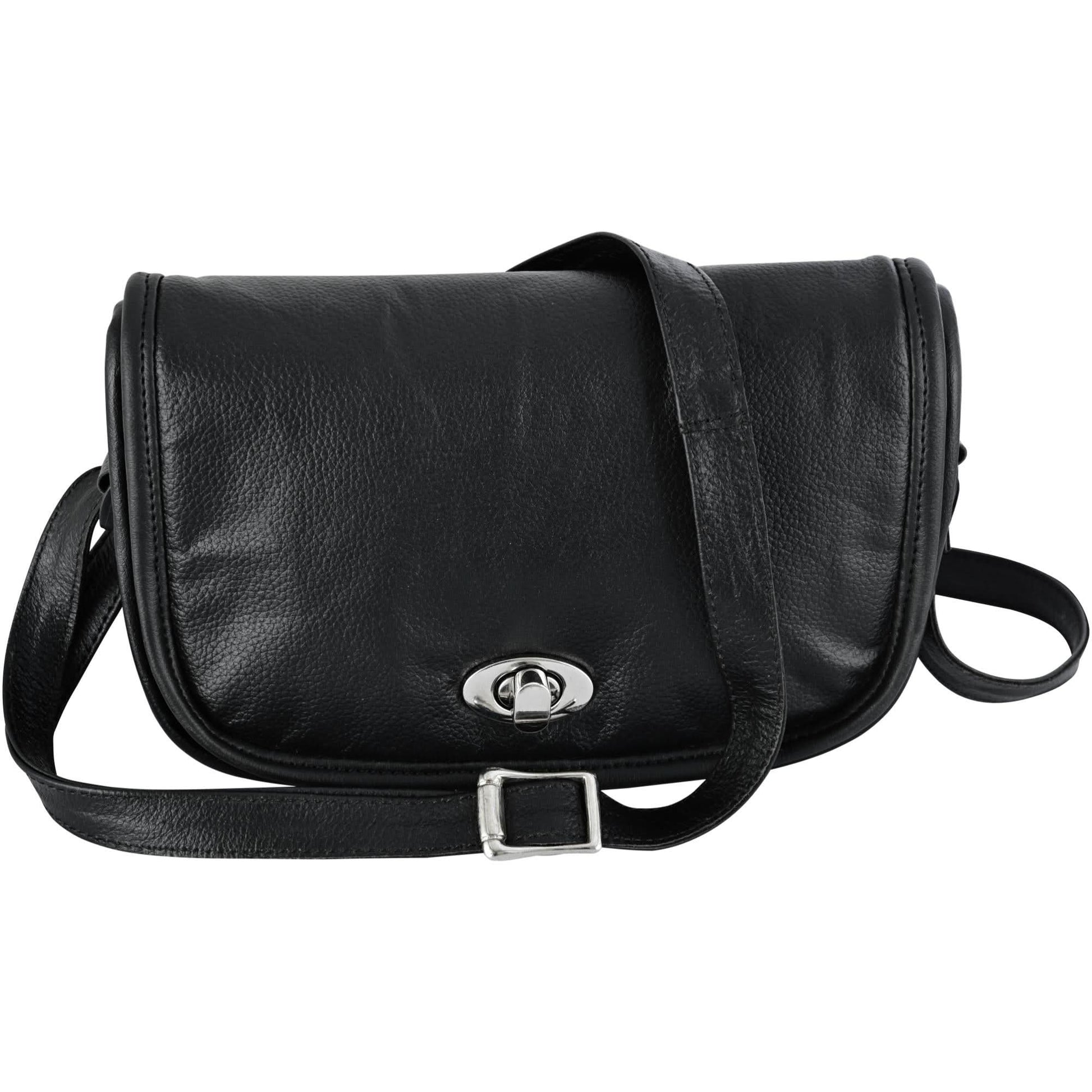 DS Women's Black Construction Leather Purse/Shoulder Bag Purses Renegade Classics