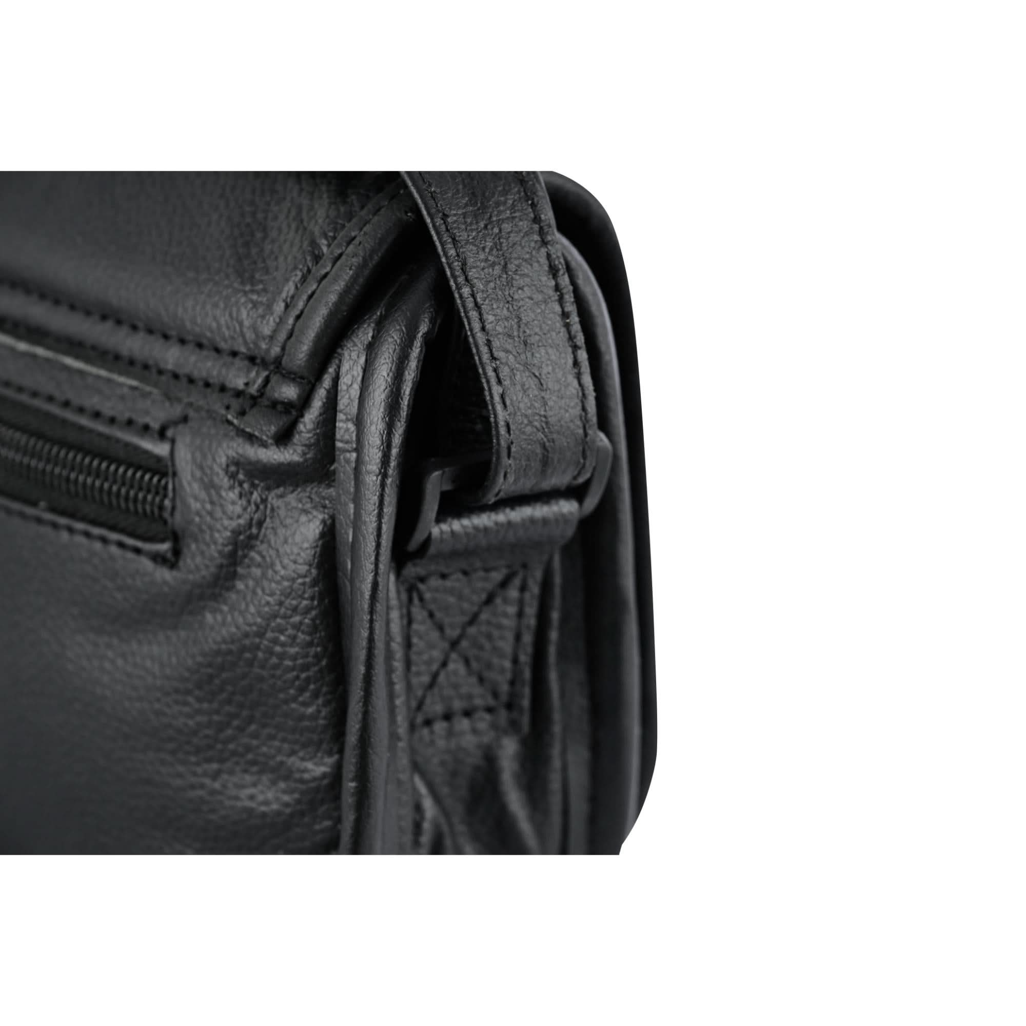 DS Women's Black Construction Leather Purse/Shoulder Bag Purses Renegade Classics