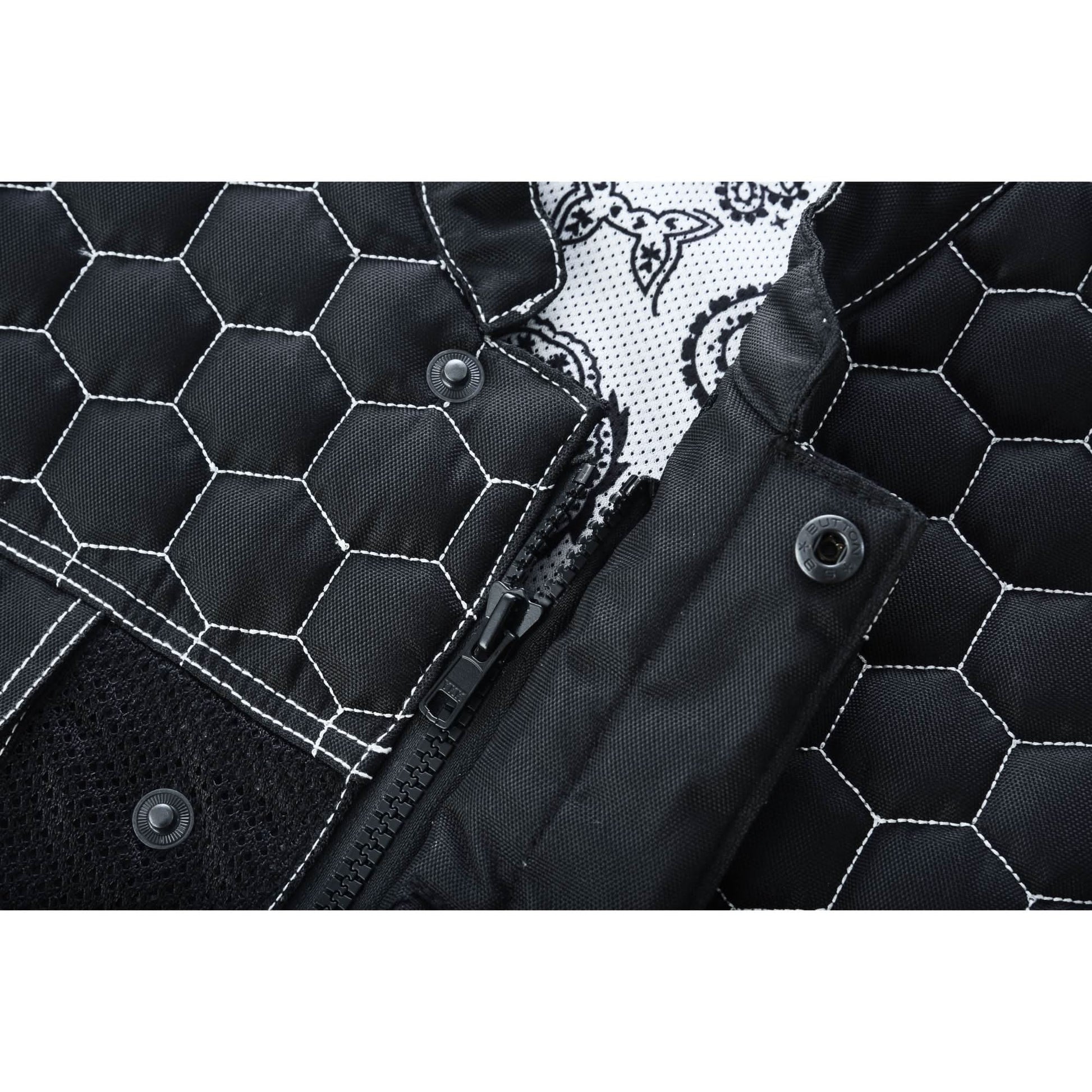 Men's Black Mesh Textile Vest with White Paisley Liner Renegade Classics