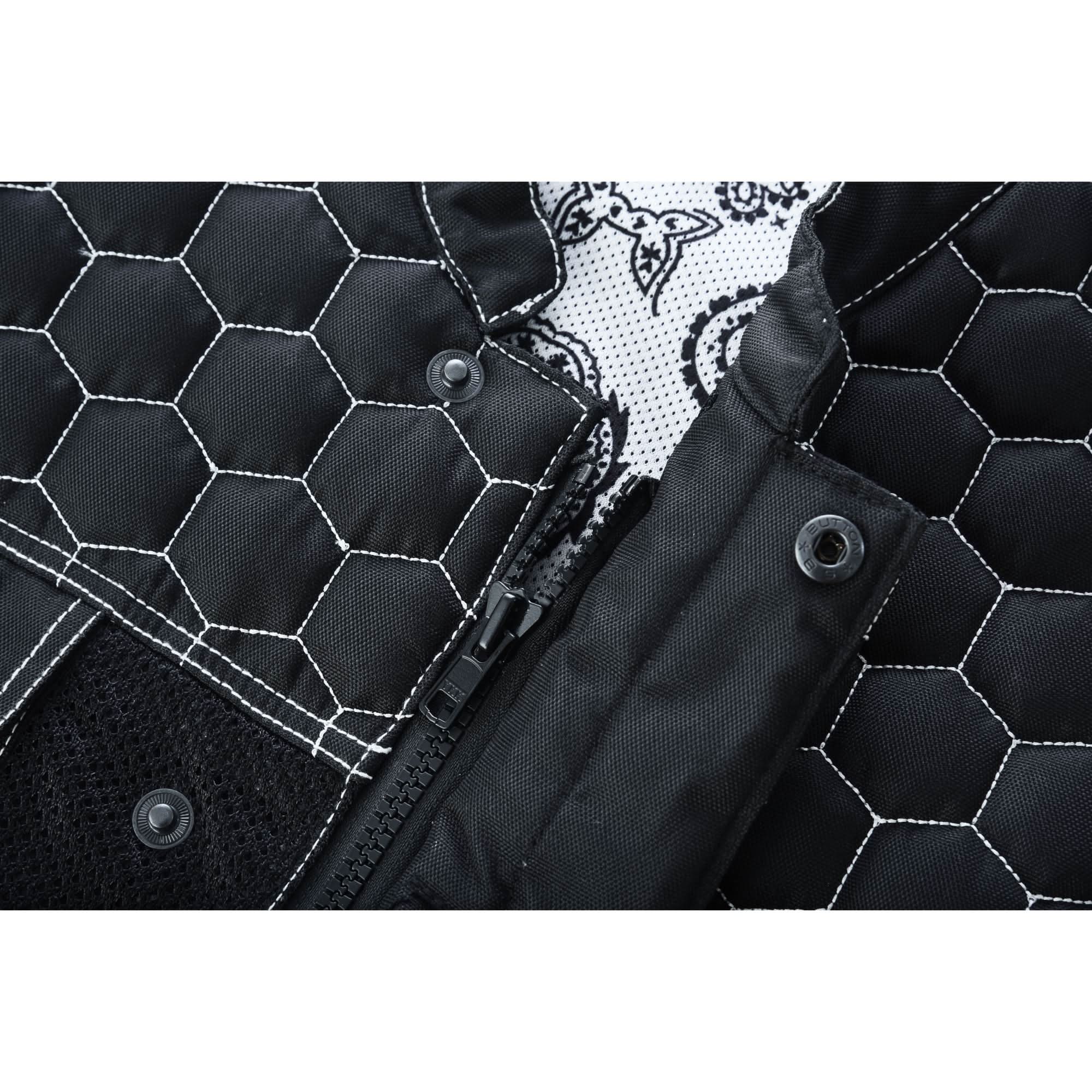 Men's Black Mesh Textile Vest with White Paisley Liner Renegade Classics