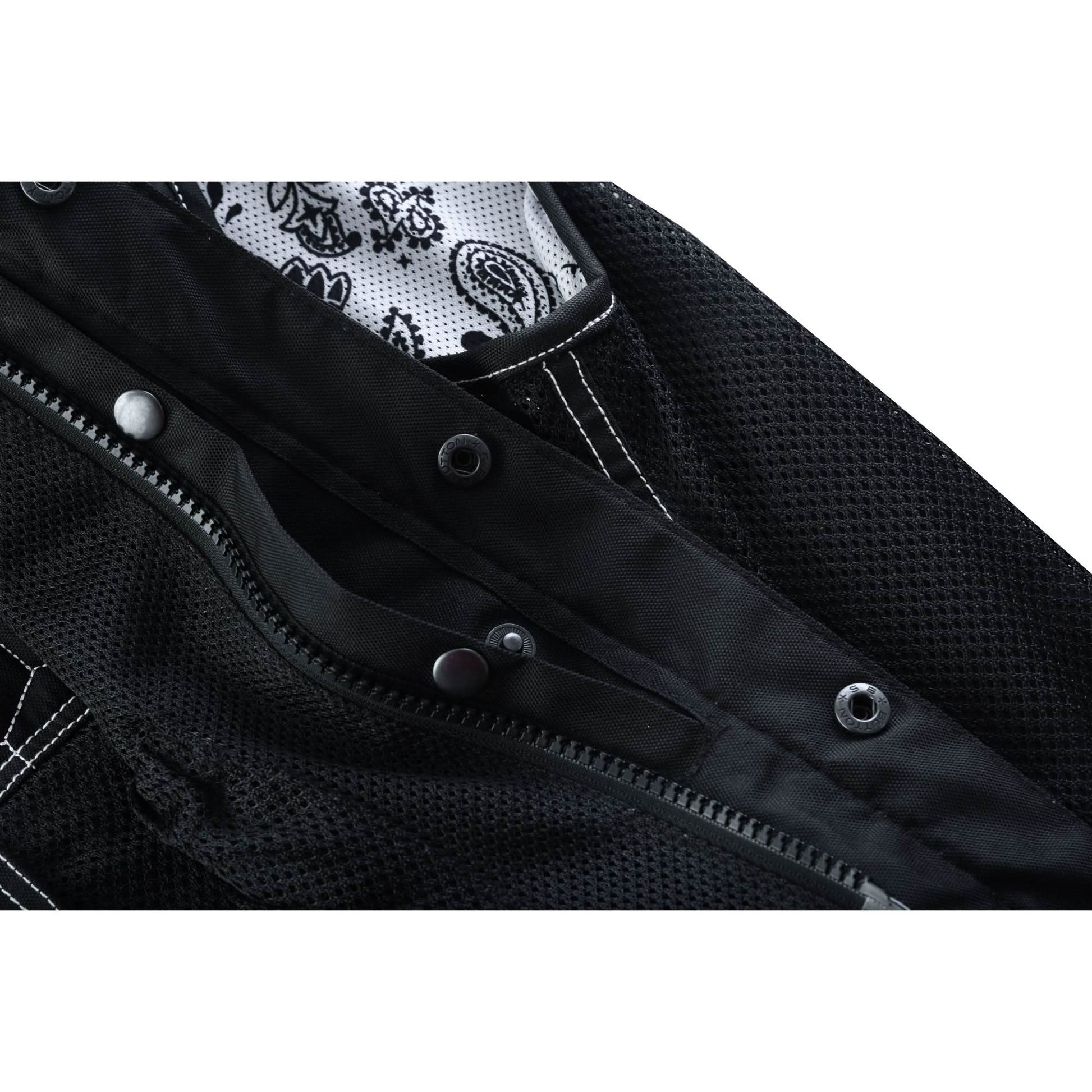 Men's Black Mesh Textile Vest with White Paisley Liner Renegade Classics