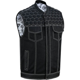 Men's Black Mesh Textile Vest with White Paisley Liner Renegade Classics
