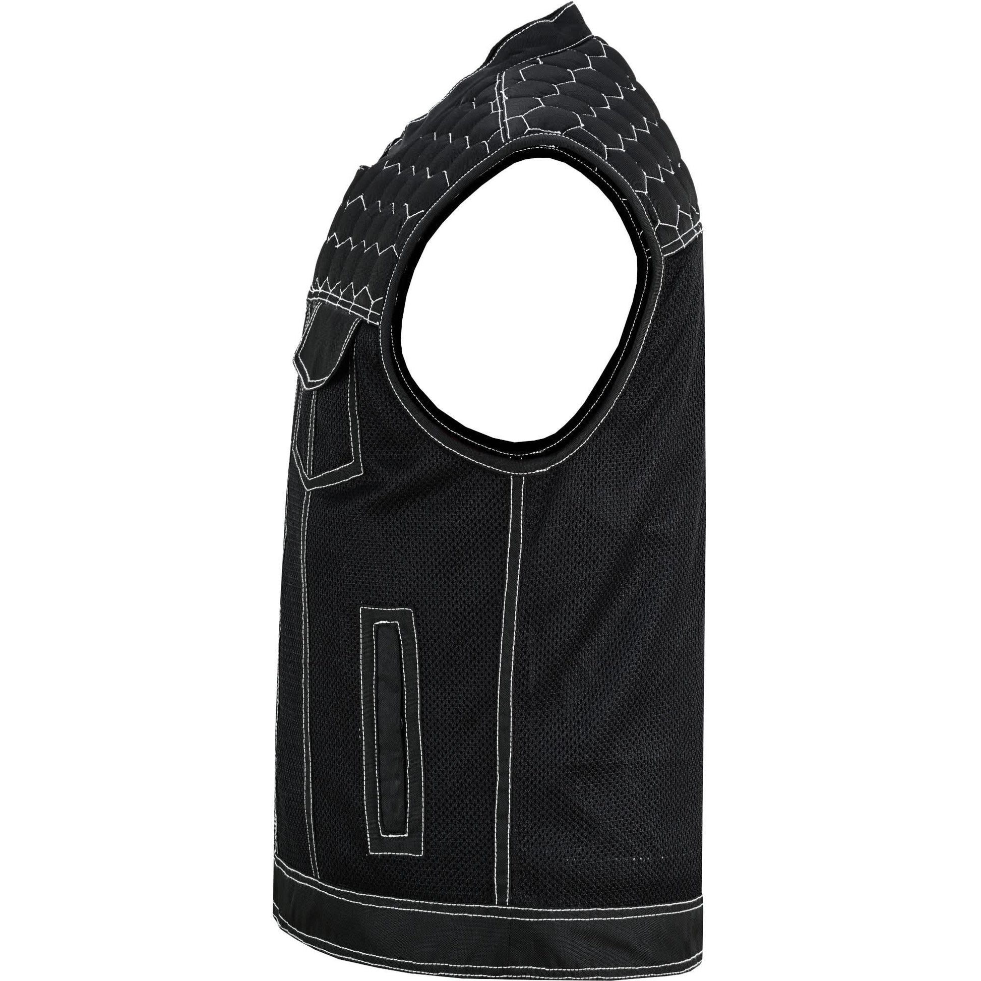 Men's Black Mesh Textile Vest with White Paisley Liner Renegade Classics