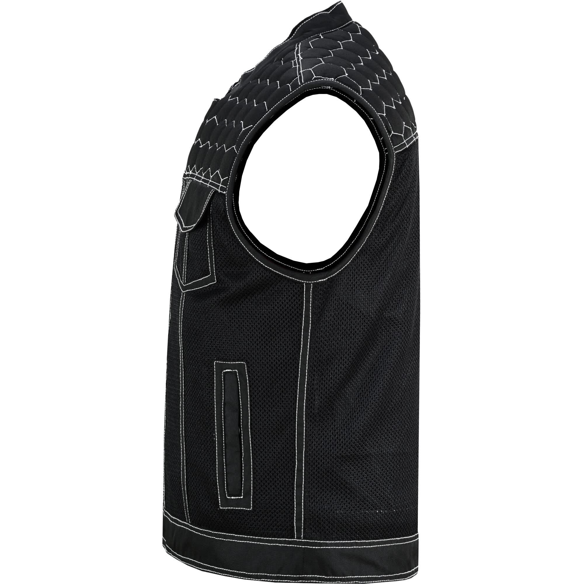 Men's Black Mesh Textile Vest with White Paisley Liner Renegade Classics