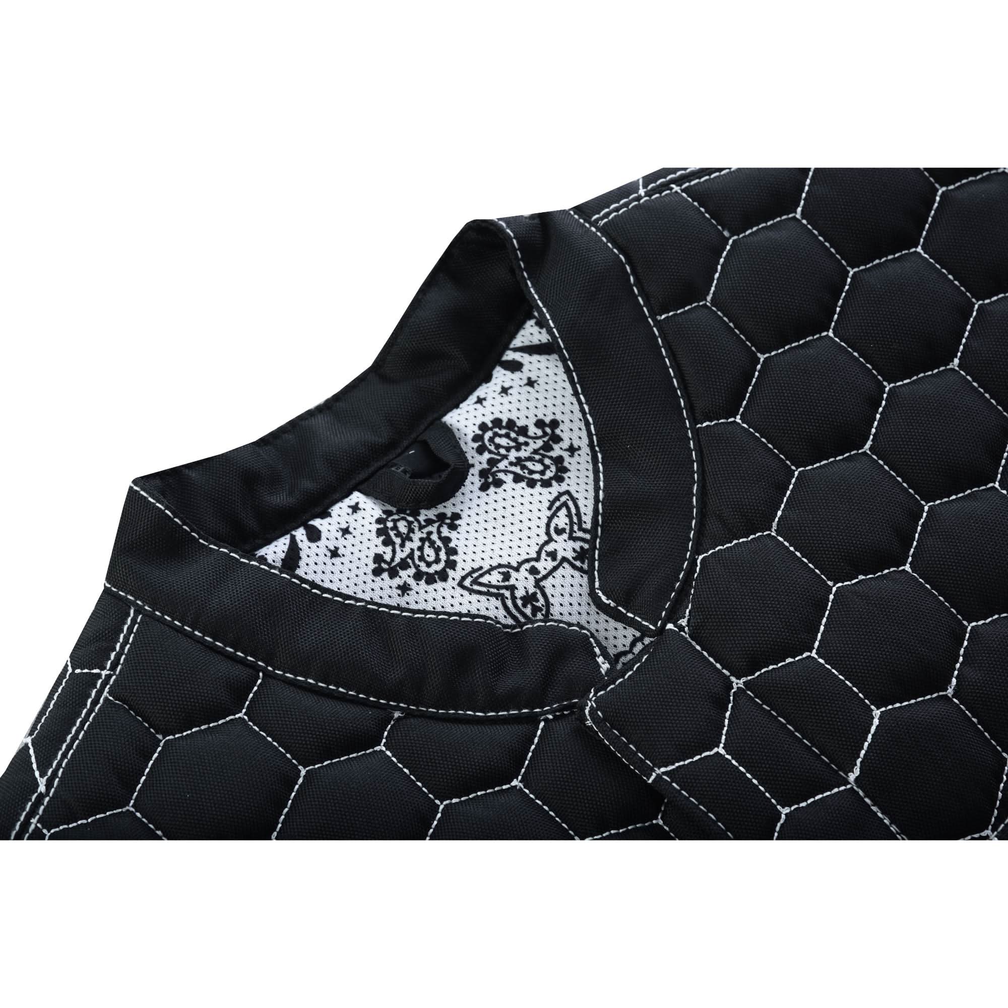 Men's Black Mesh Textile Vest with White Paisley Liner Renegade Classics