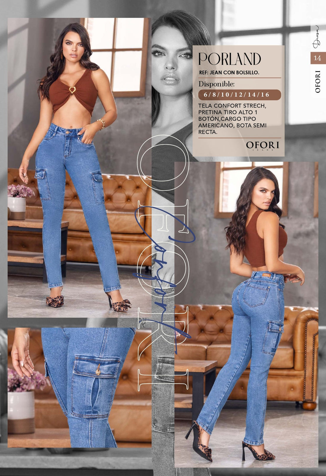 Porland 100% Authentic Colombian Push Up Cargo Pockets Jeans