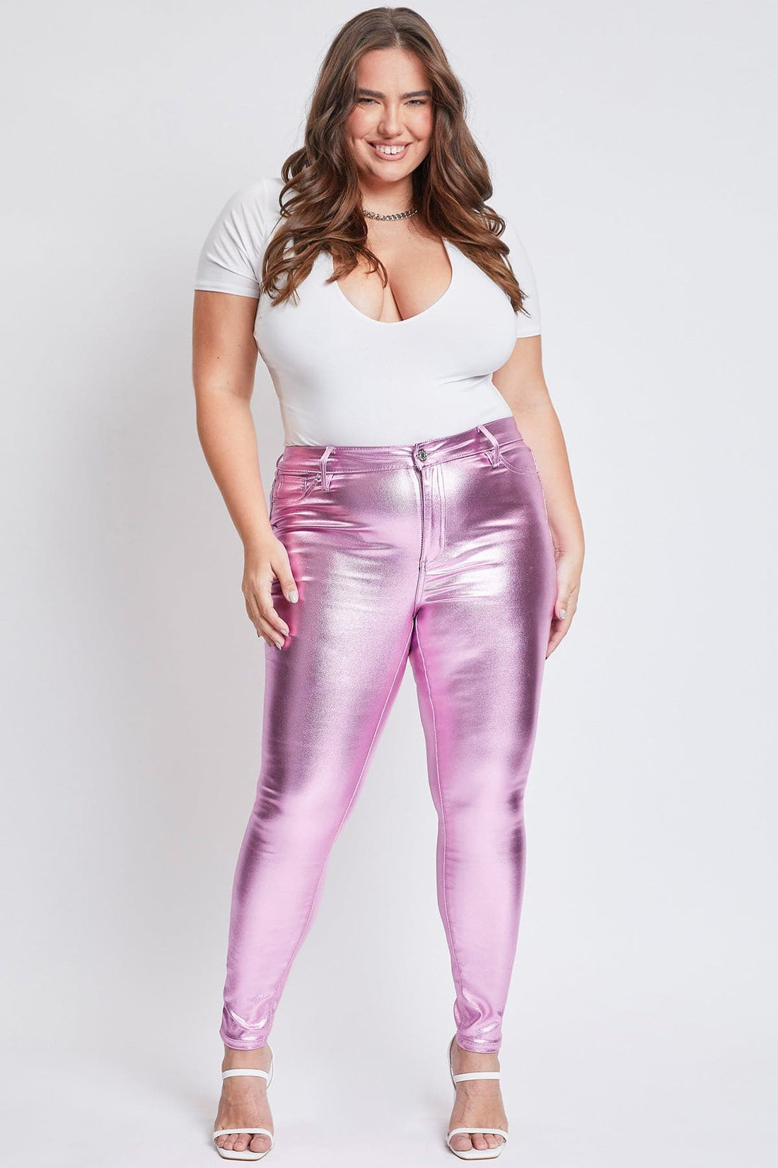 Women's Plus Hyperstretch Metallic Skinny Pants
