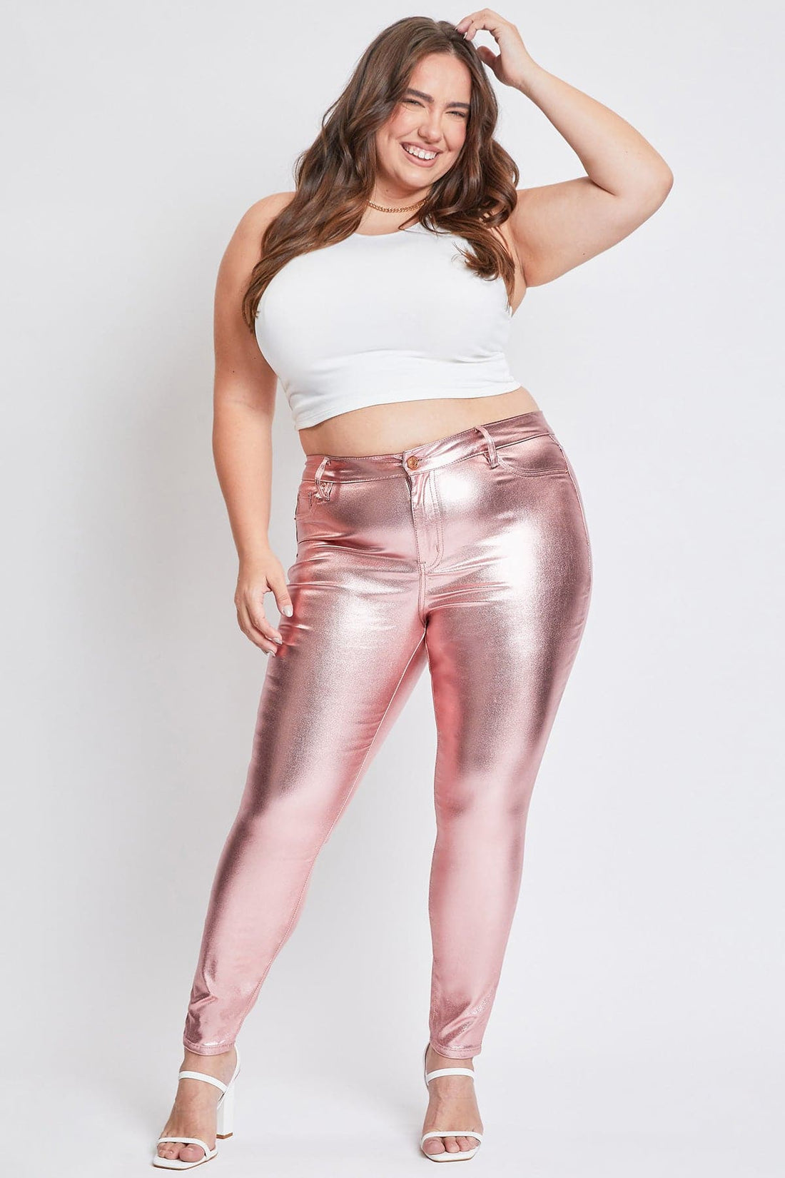 Women's Plus Hyperstretch Metallic Skinny Pants