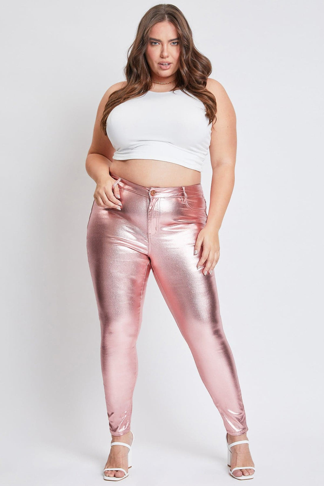 Women's Plus Hyperstretch Metallic Skinny Pants