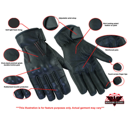 EnduroShield Men's leather motorcycle gloves