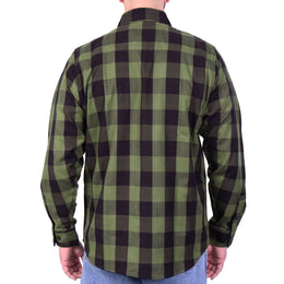 Hot Leathers Long Sleeve OD Green and Black Flannel
