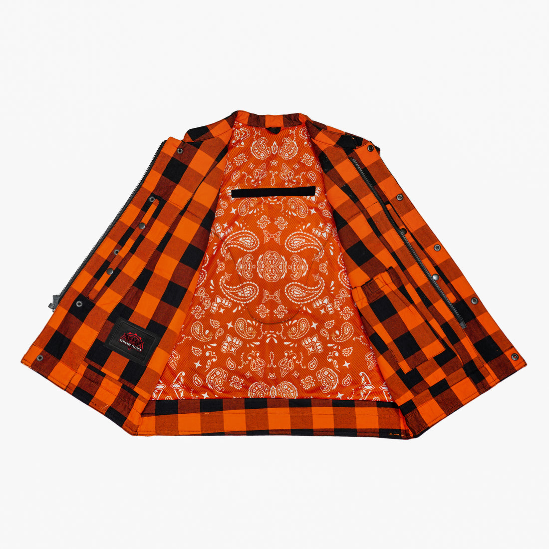 Rogue Inferno Black and Orange Flannel Textile Vest