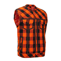 Rogue Inferno Black and Orange Flannel Textile Vest