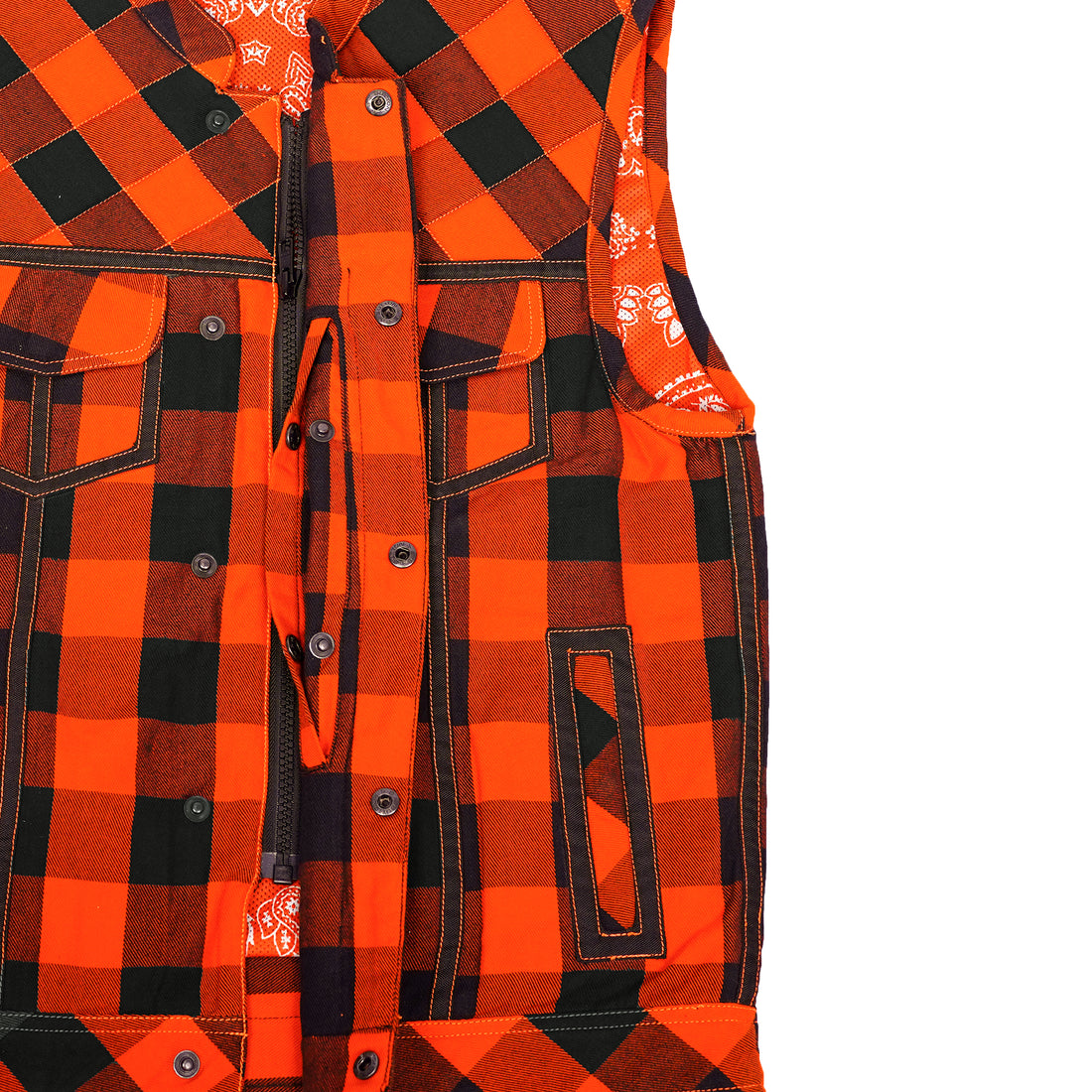 Rogue Inferno Black and Orange Flannel Textile Vest