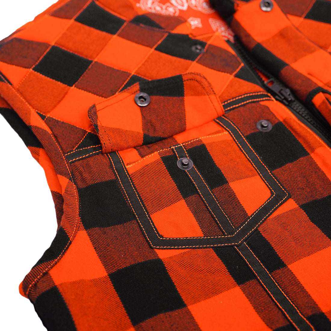 Rogue Inferno Black and Orange Flannel Textile Vest