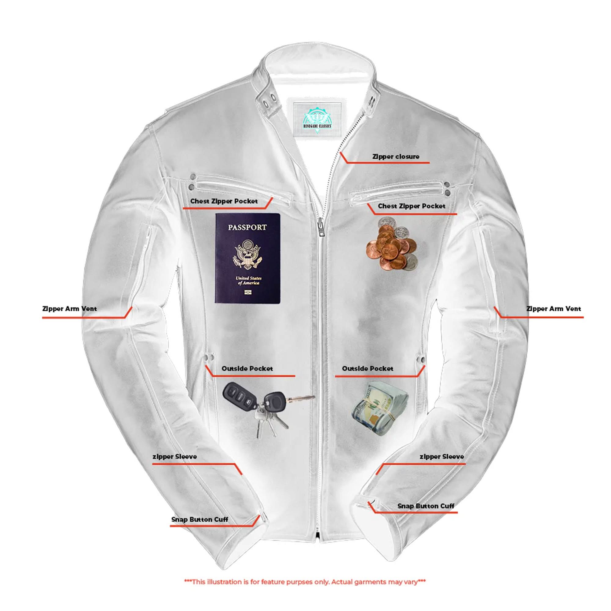 GlideStar Men's Leather Motorcycle Jacket