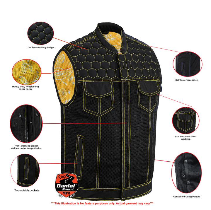 Gloom Gold Men's Black Mesh Textile Vest