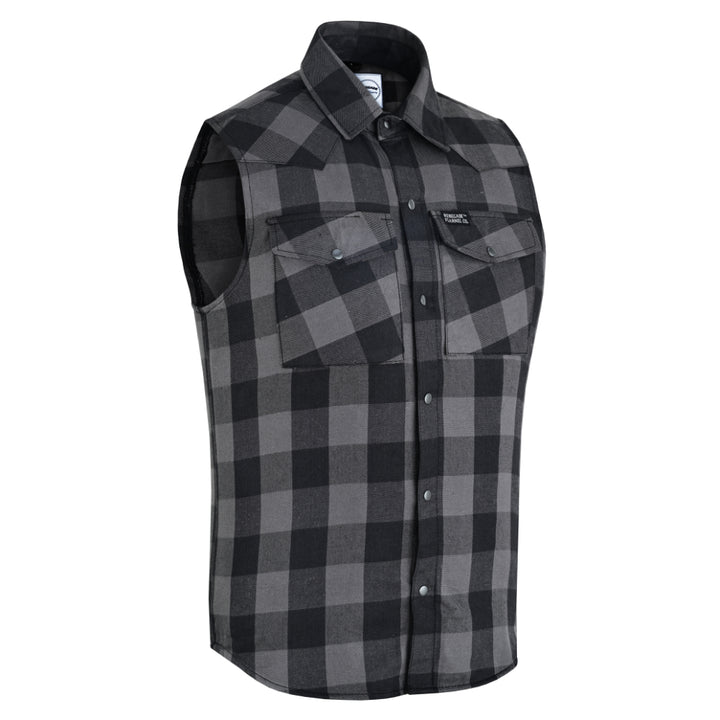 Gray Ride Men's Gray and Black Sleeveless Flannel Shirt