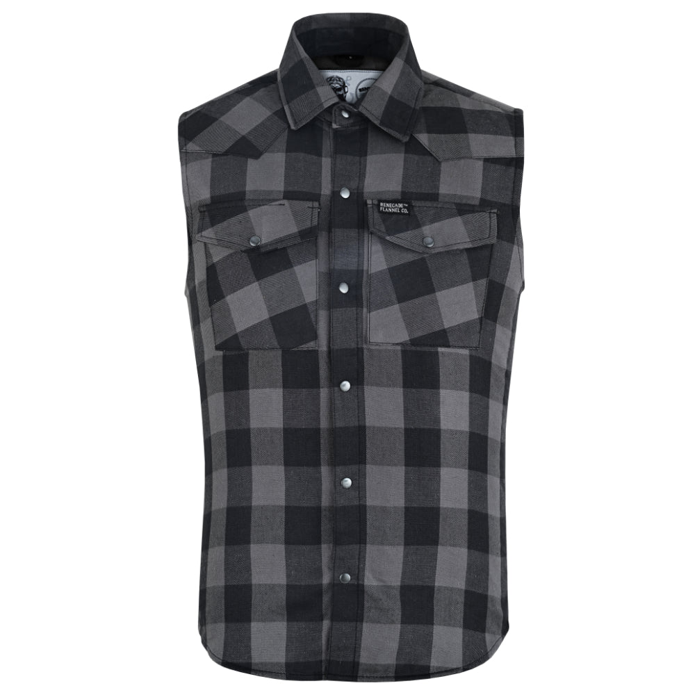 Gray Ride Men's Gray and Black Sleeveless Flannel Shirt Flannels Renegade Classics