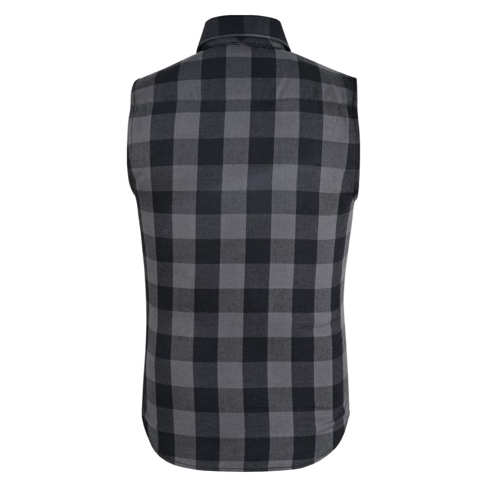 Gray Ride Men's Gray and Black Sleeveless Flannel Shirt