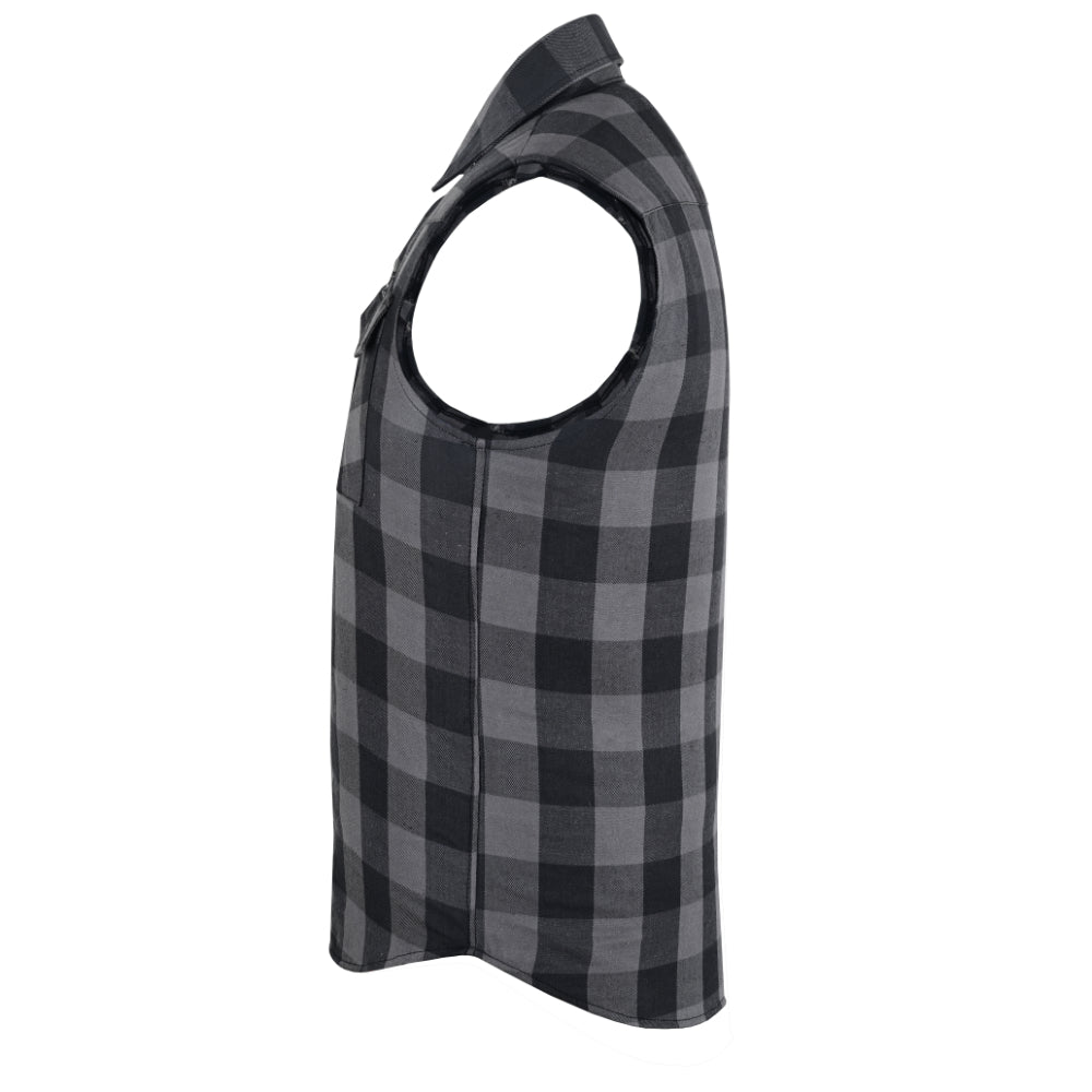 Gray Ride Men's Gray and Black Sleeveless Flannel Shirt