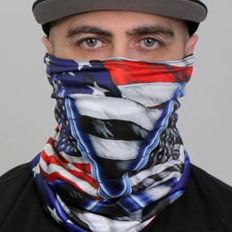 Hot Leathers HWN2031 Blue Line Flag Neck Gaiter