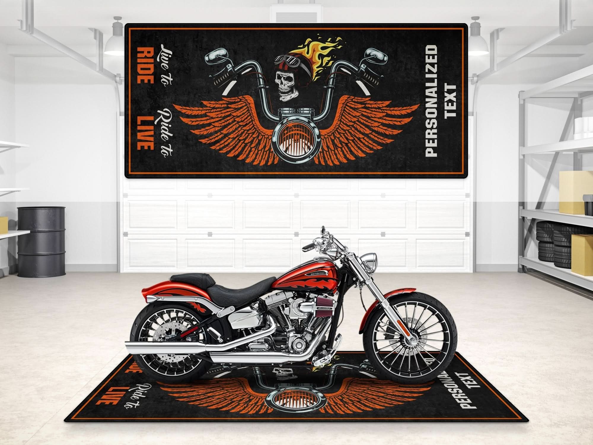 Motorcycle Mat Skull Design for Chopper, Cruiser, Touring, Sport Motorcycle - MM752