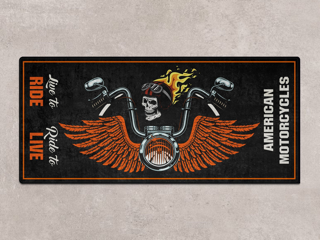 Motorcycle Mat Skull Design for Chopper, Cruiser, Touring, Sport Motorcycle - MM752