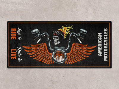 Motorcycle Mat Skull Design for Chopper, Cruiser, Touring, Sport Motorcycle - MM752