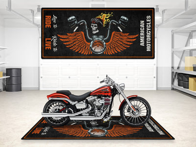 Motorcycle Mat Skull Design for Chopper, Cruiser, Touring, Sport Motorcycle - MM752