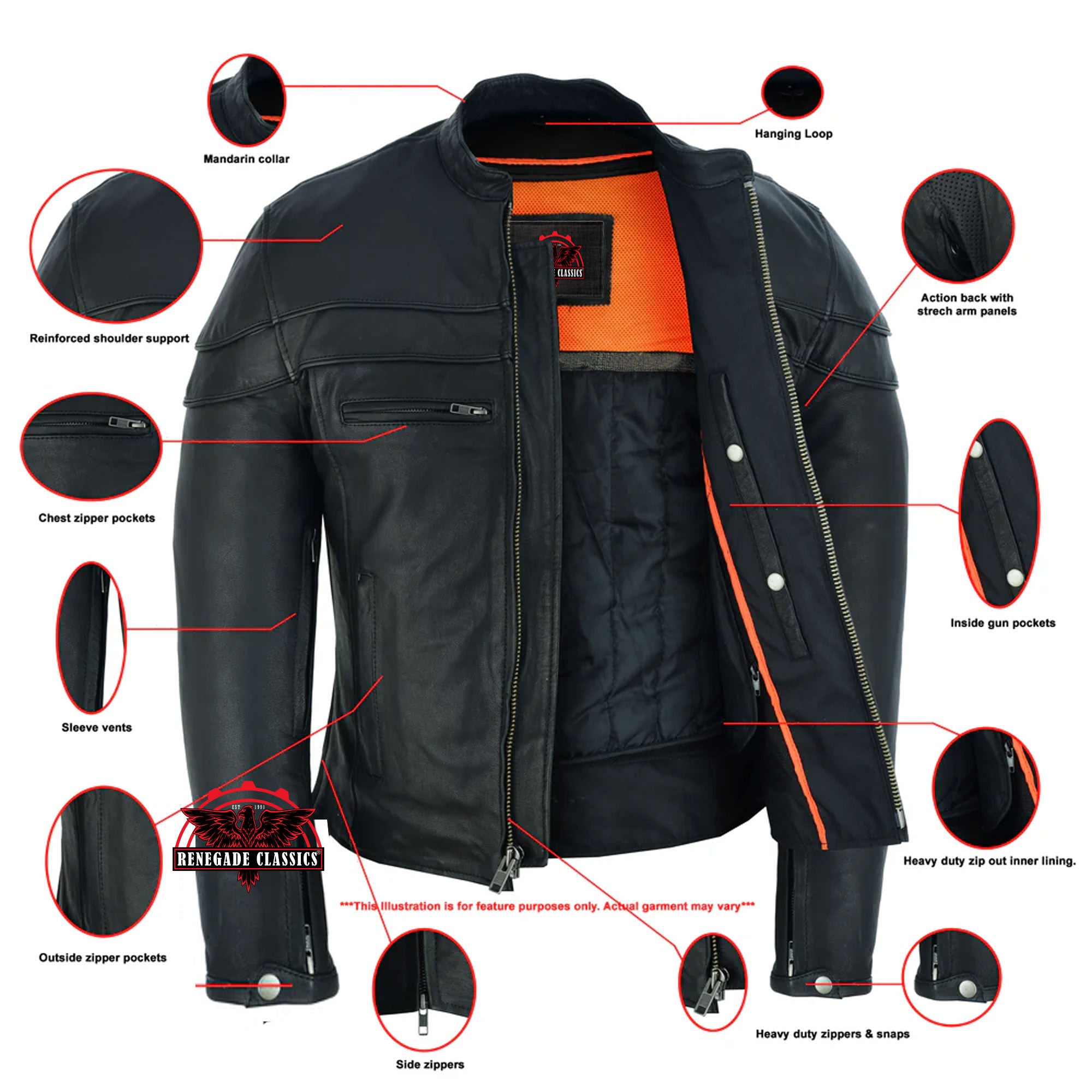 Havoc Men's Tall Sporty Leather Scooter Jacket