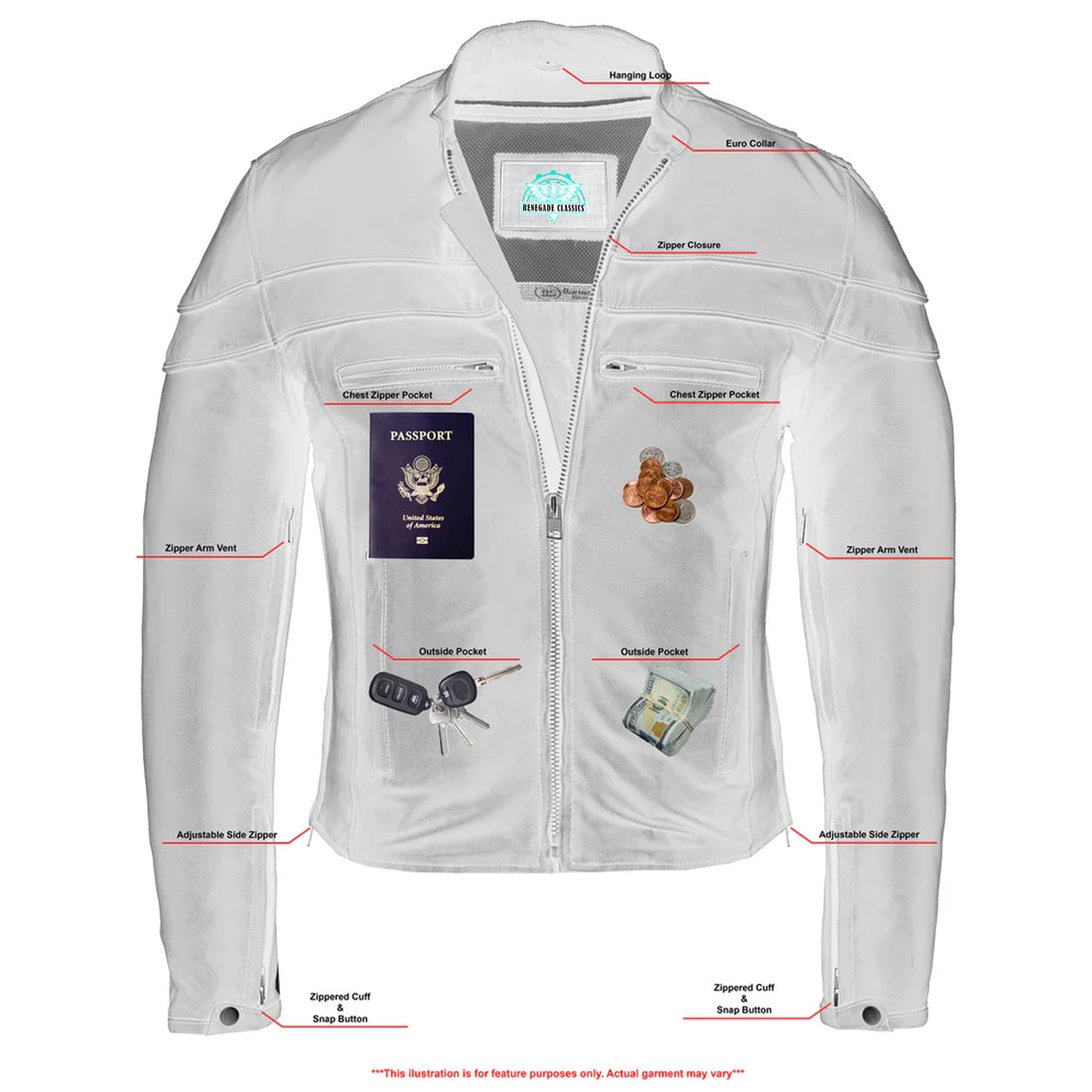 Havoc Men's Tall Sporty Leather Scooter Jacket