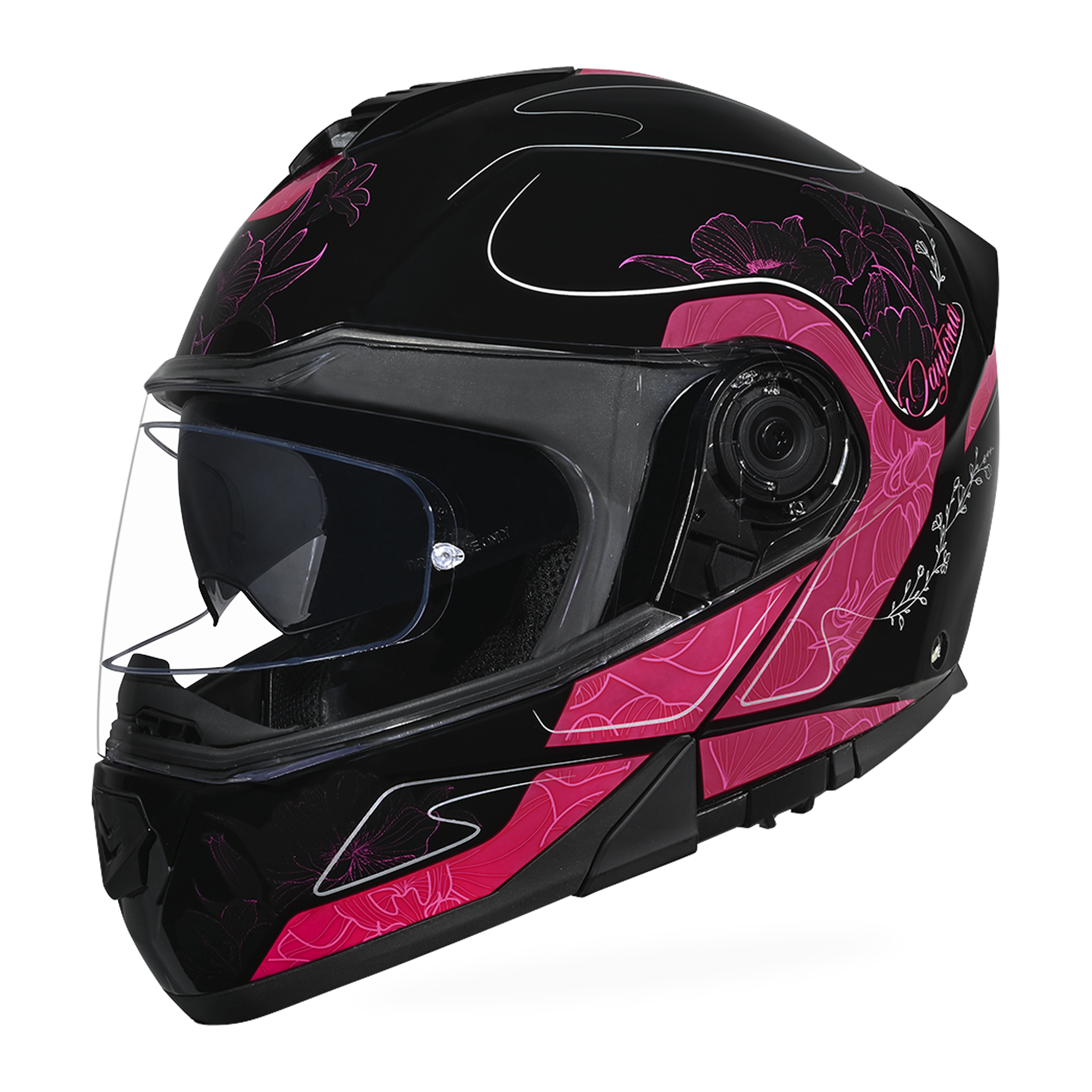 Daytona Glide Modular Motorcycle Helmet - DOT Approved, Bluetooth Ready, Dual Visor, Men/Women/Youth - W/ Flowers