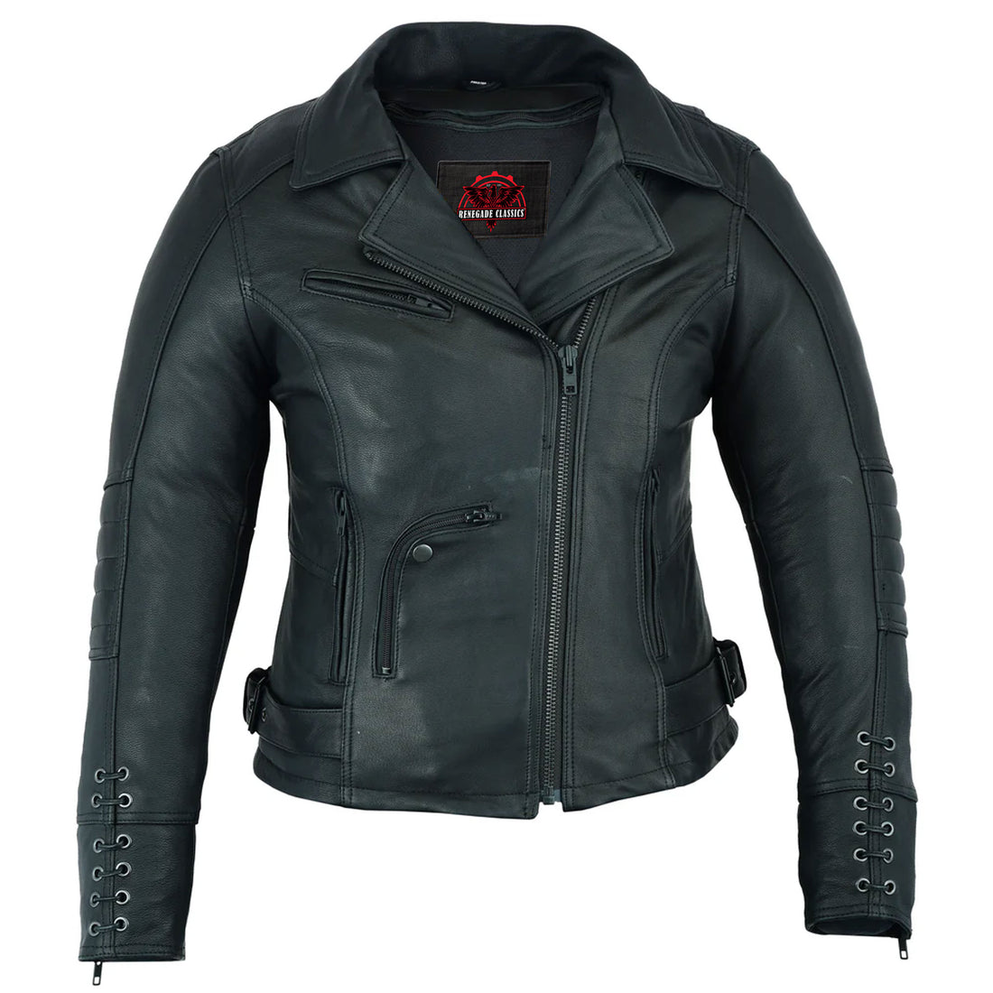 IronRose Women's Leather motorcycle Jacket– Black