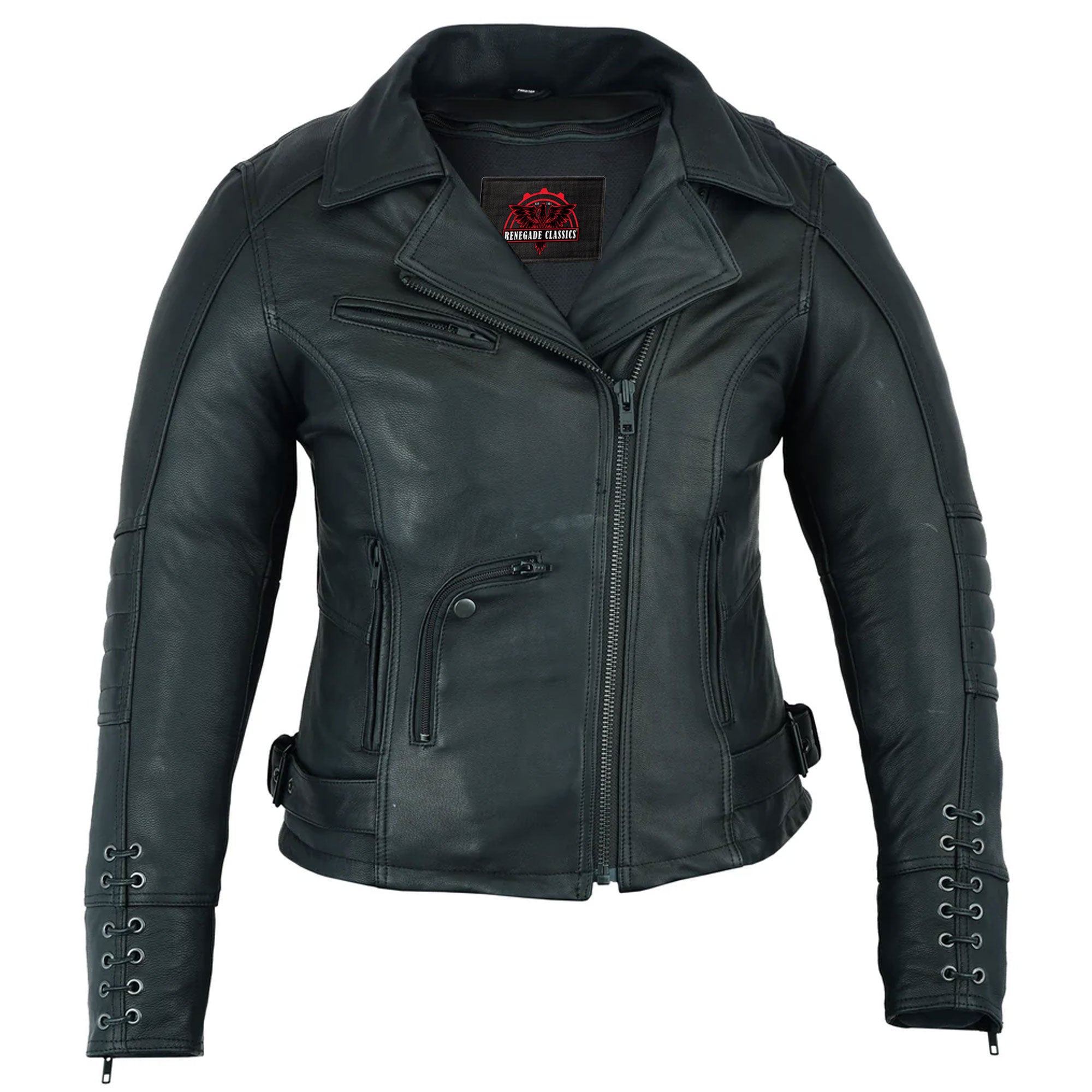 IronRose Women's Leather motorcycle Jacketâ€“ Black
