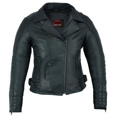 IronRose Women's Leather motorcycle Jacket– Black