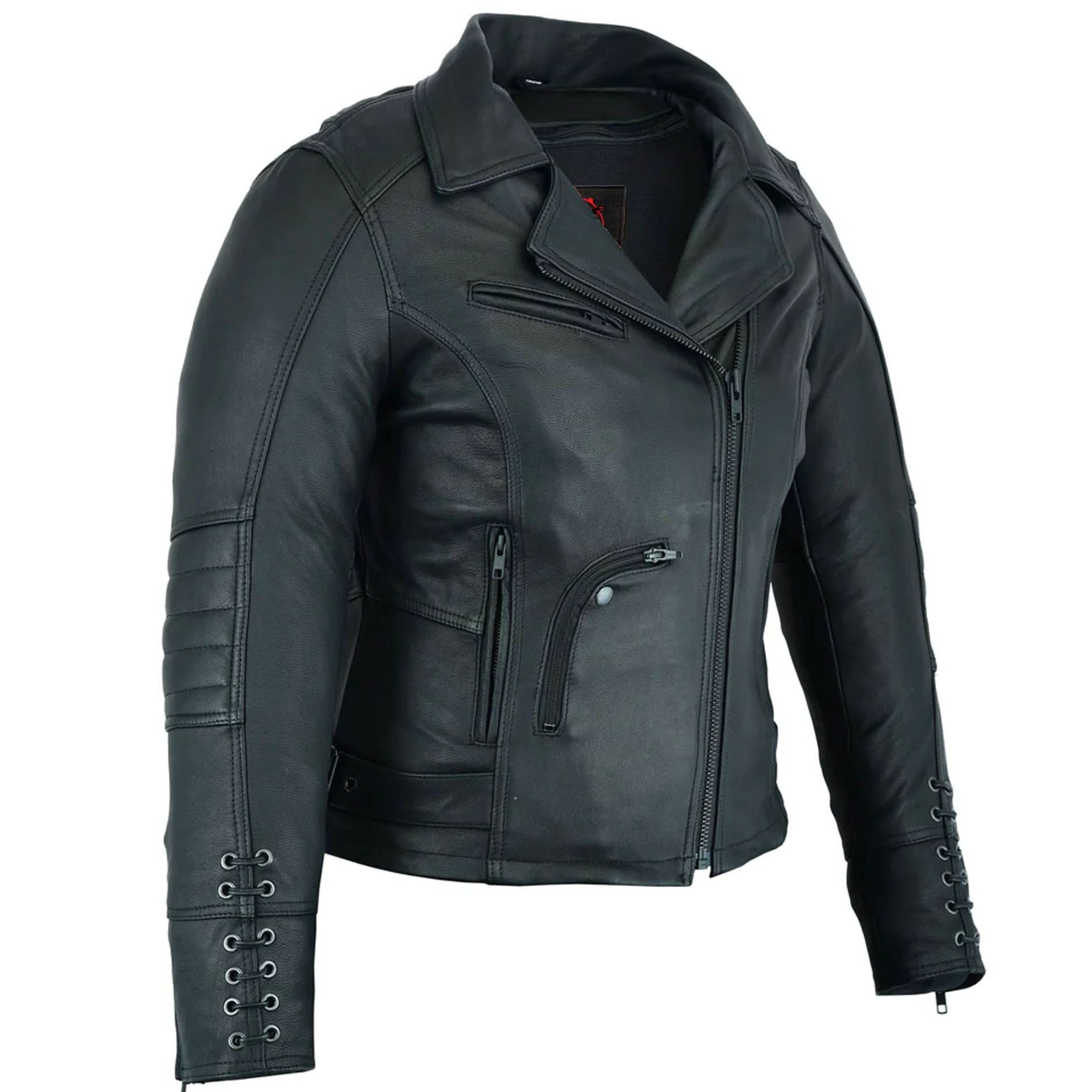 IronRose Women's Leather motorcycle Jacket Black