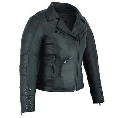 IronRose Women's Leather motorcycle Jacket– Black