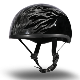 DOT Approved Daytona Motorcycle Half Face Helmet - Skull Cap Graphics for Men & Women, Scooters, ATVs, UTVs & Choppers - W/ Ignite Grey