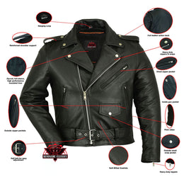 Jansen Men's Leather Motorcycle Jacket - Black
