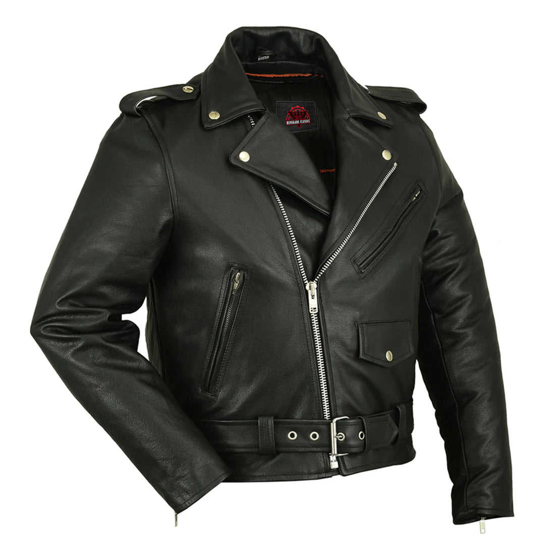 Jansen Men's Leather Motorcycle Jacket - Black