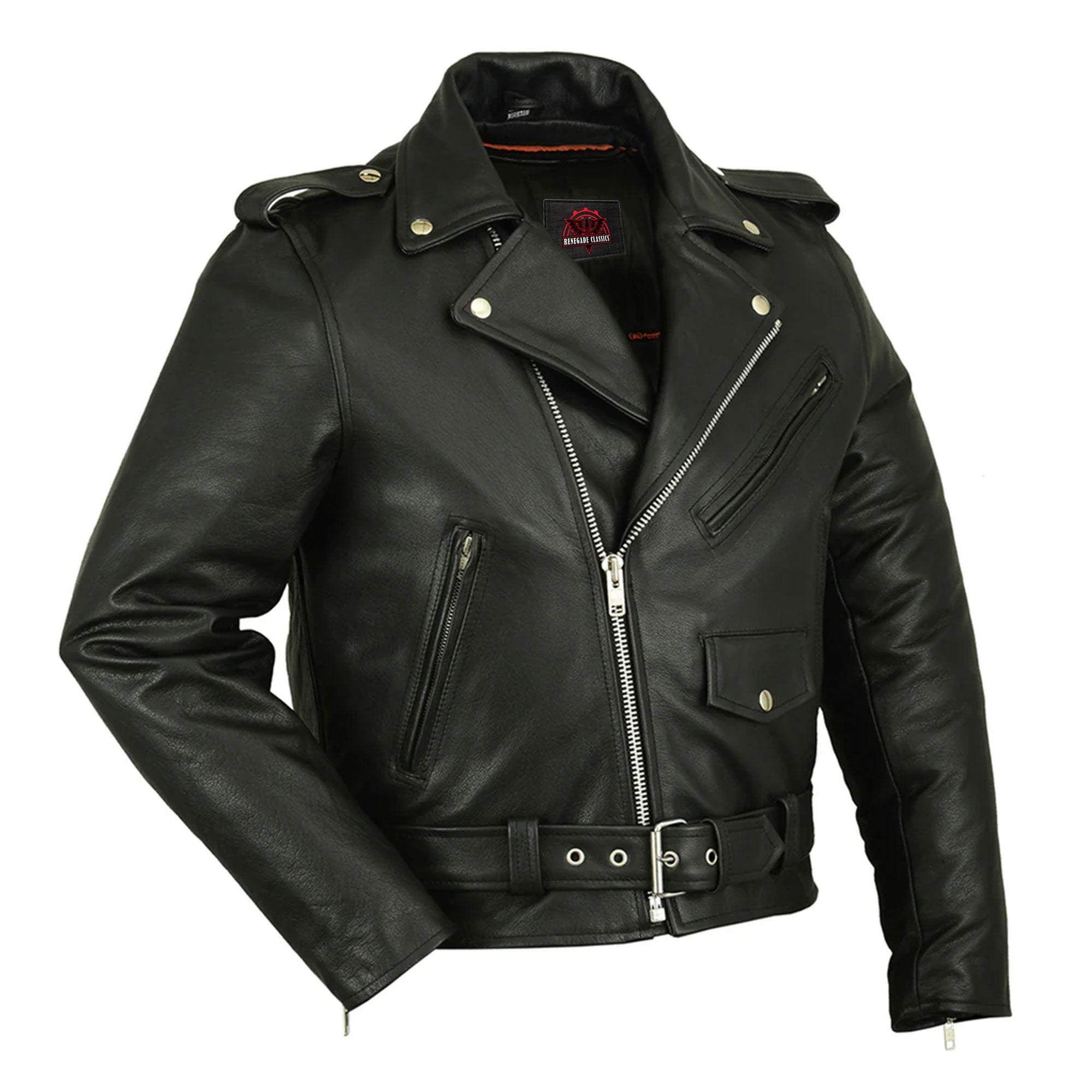 Jansen Men's Leather Motorcycle Jacket - Black