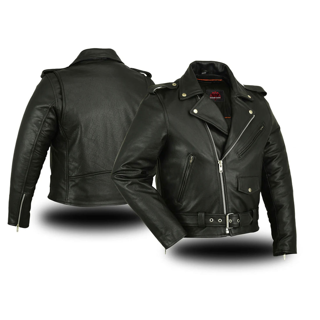 Jansen Men's Leather Motorcycle Jacket - Black