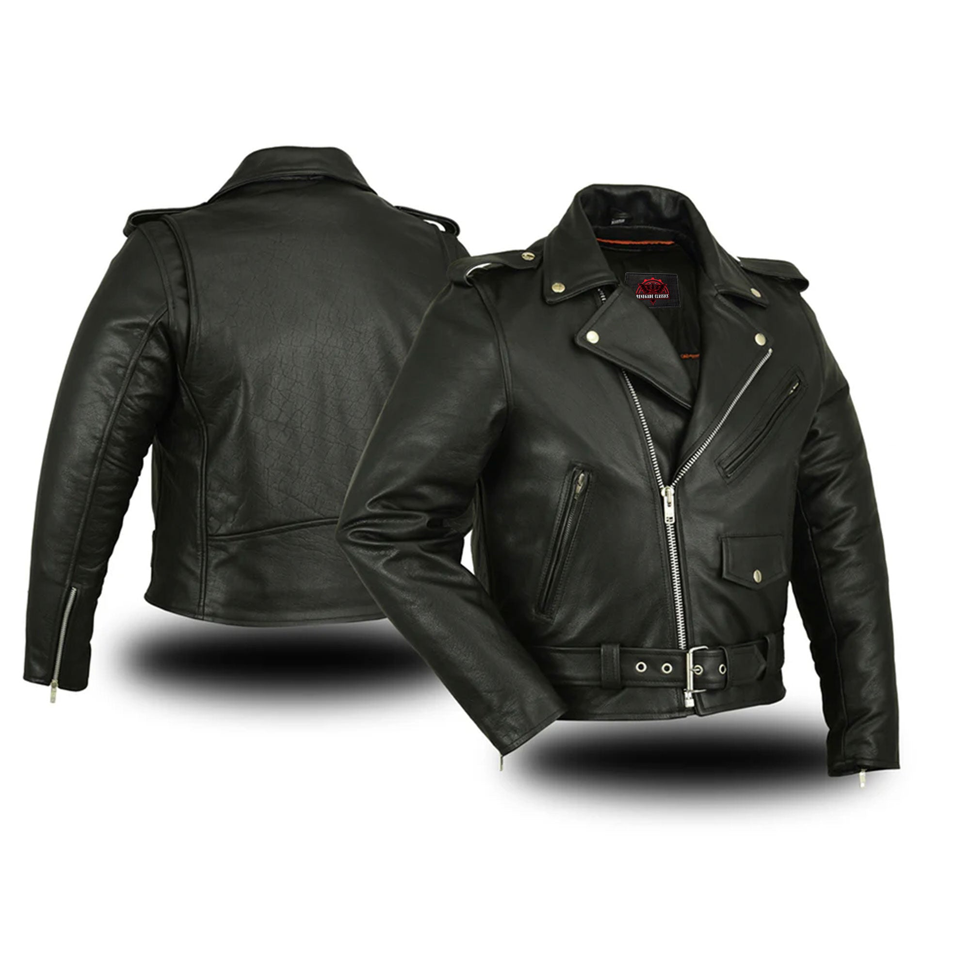 Jansen Men's Leather Motorcycle Jacket - Black