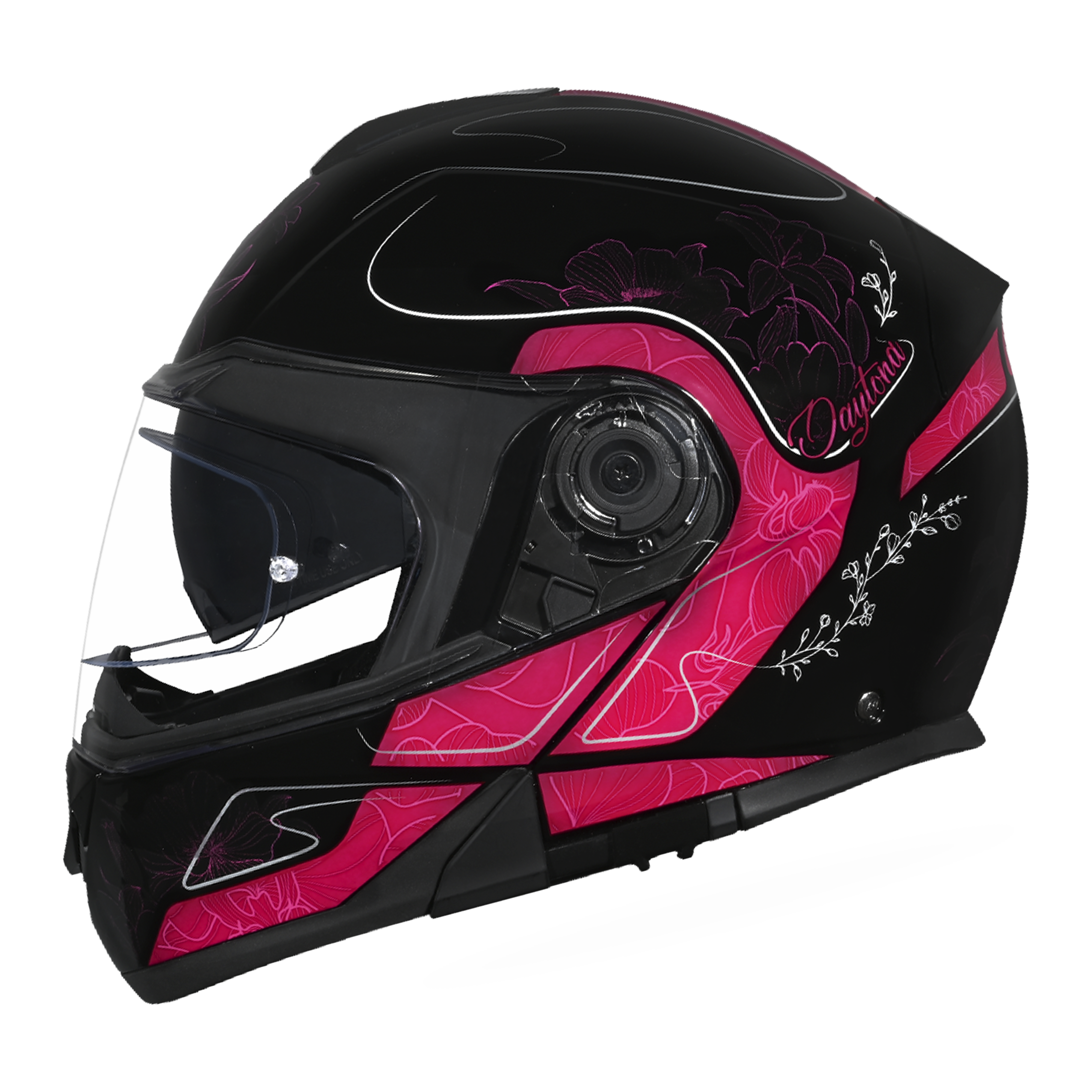 Daytona Glide Modular Motorcycle Helmet - DOT Approved, Bluetooth Ready, Dual Visor, Men/Women/Youth - W/ Flowers