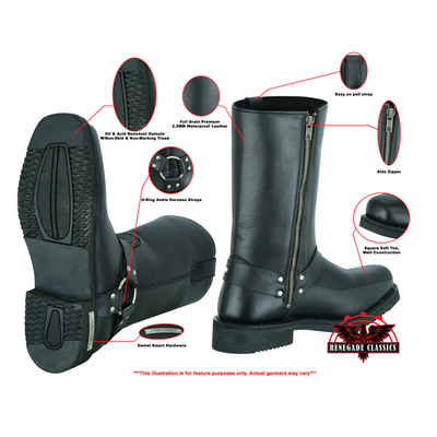 Men's TitanGrip Black bikers Leather  Boots