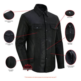Midnight Men's Black Leather Motorcycle Shirt