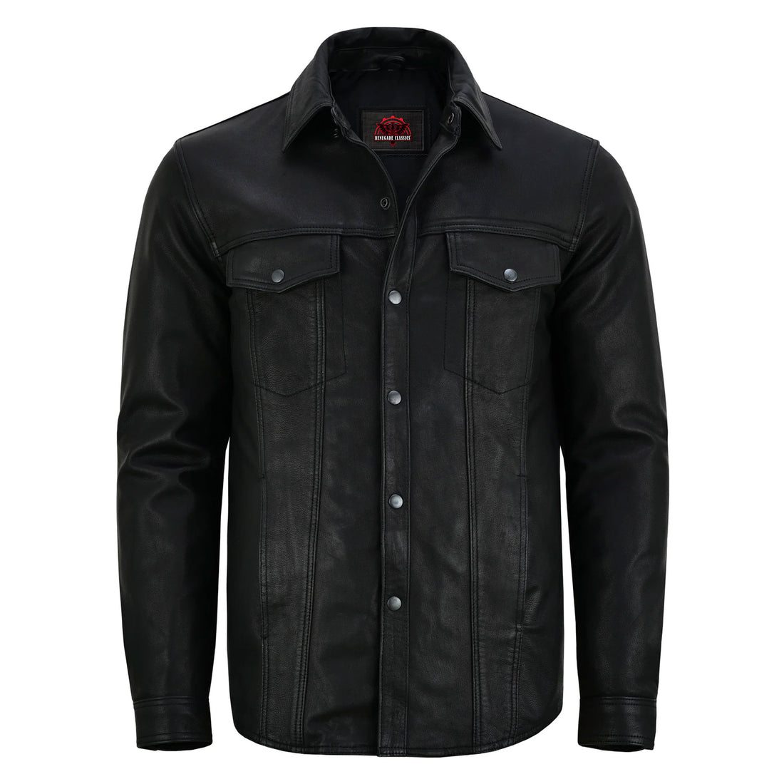 Midnight Men's Black Leather Motorcycle  Shirt