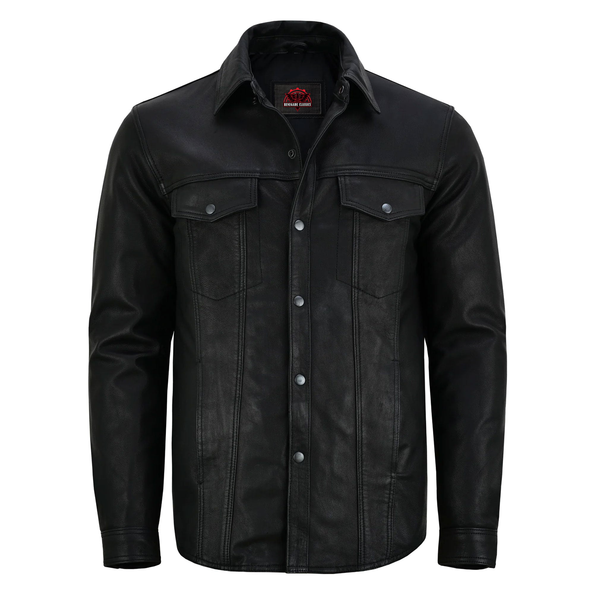 Midnight Men's Black Leather Motorcycle Shirt