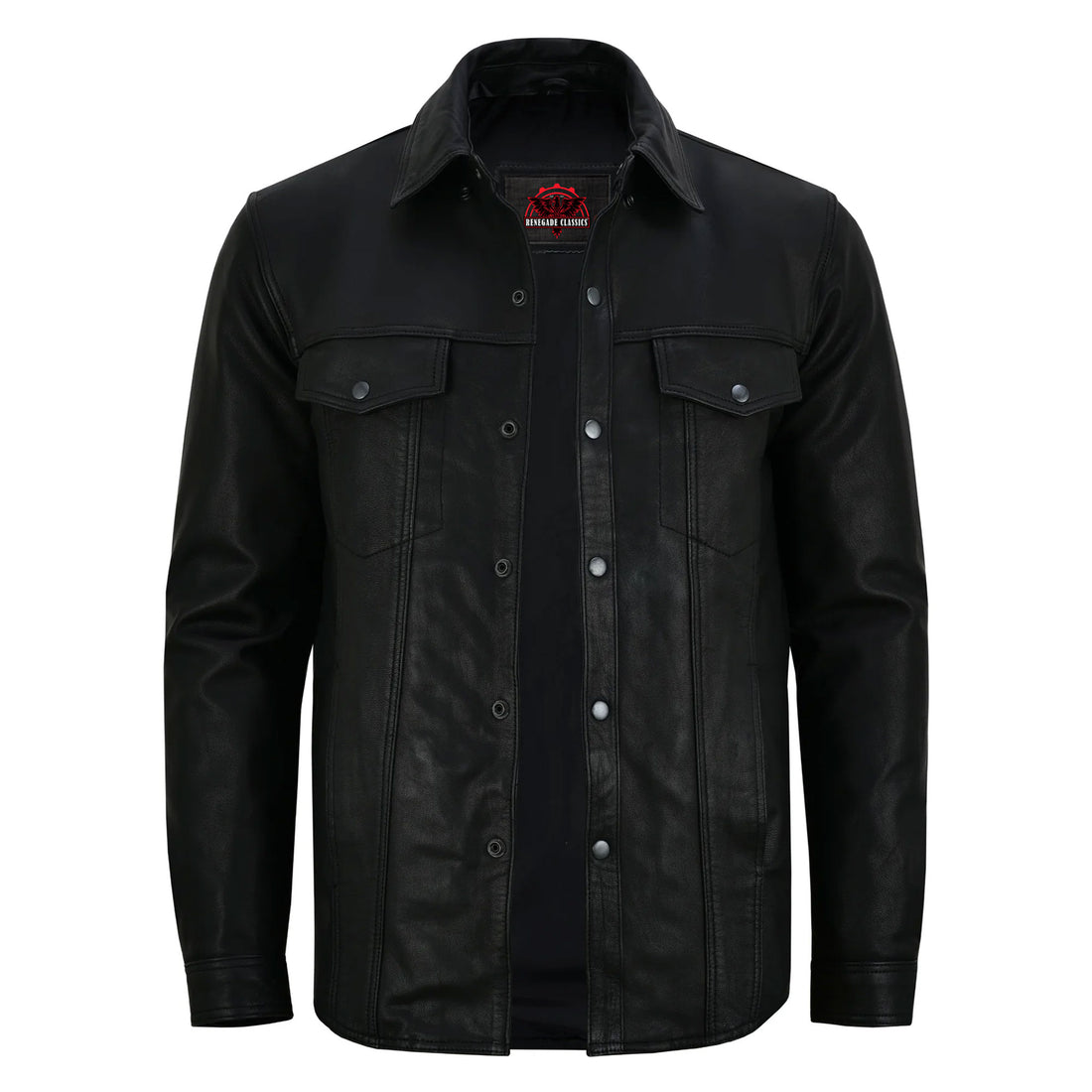 Midnight Men's Black Leather Motorcycle  Shirt